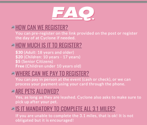CYCL 5K Pink Run FAQ 1