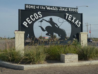 Sign that read Pecos, Texas